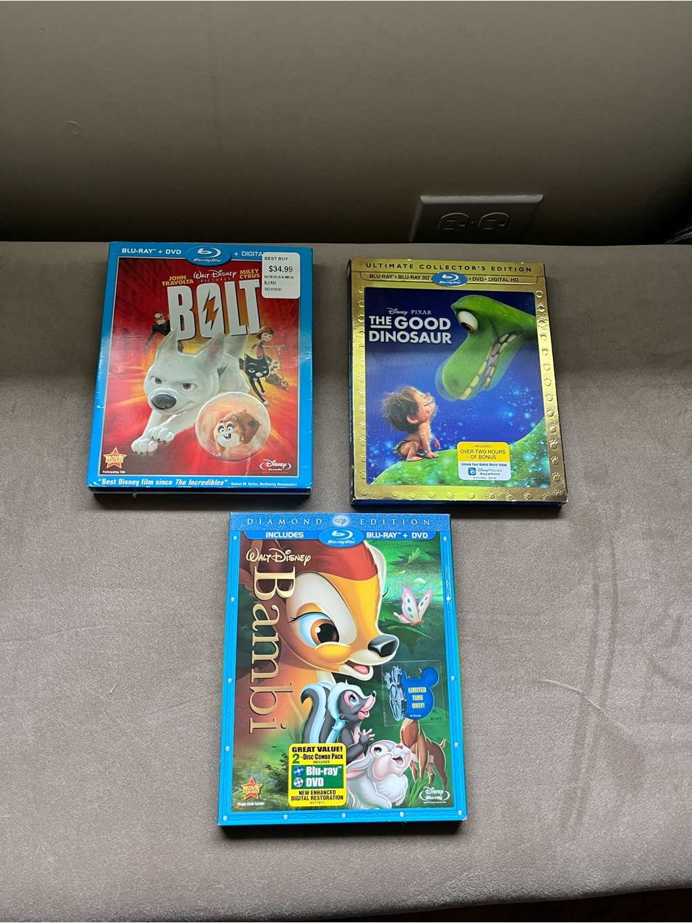Disney Blu-ray Set Bambi, Bolt, The Good Dinosaur